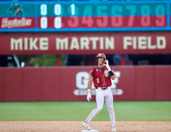 FSU baseball’s John Stuetzer against Coastal Carolina in the NCAA Tallahassee Regional elimination game on Saturday, May 30, 2026, at Dick Howser Stadium.