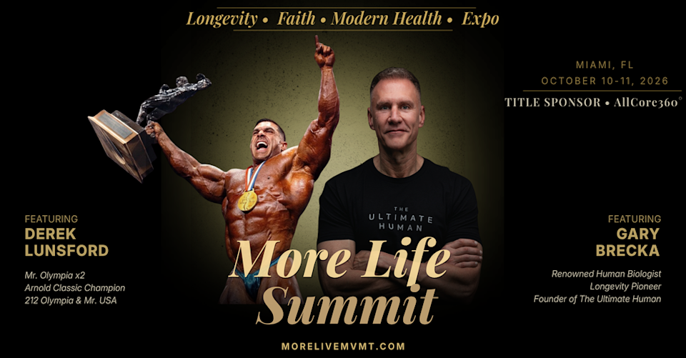 Gary Brecka will be taking the stage for his second year at More Life Summit Along with 2x Mr. Olympia Derek Lunsford. Women speaker lineup announcing June 15th. Tickets on sale now at Morelifemvmt.com 
Oct 10-11 2026, Miami, FL