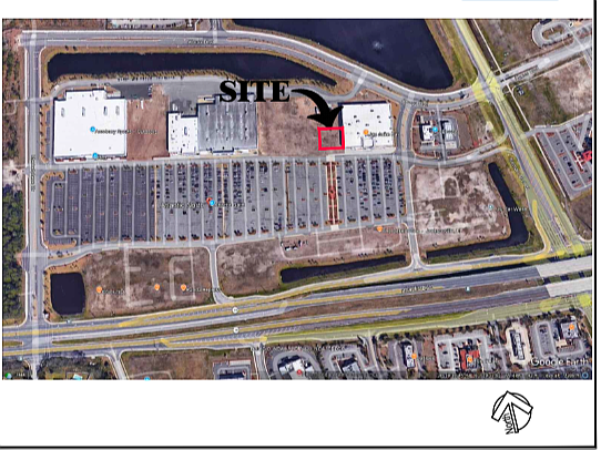 The overall site plan for Atlantic North shopping center shows the retail space to be added between Harris Teeter and LA Fitness at northwest Kernan and Atlantic boulevards. The overall site plan for Atlantic North shopping center shows the retail space to be added between Harris Teeter and LA Fitness at northwest Kernan and Atlantic boulevards.