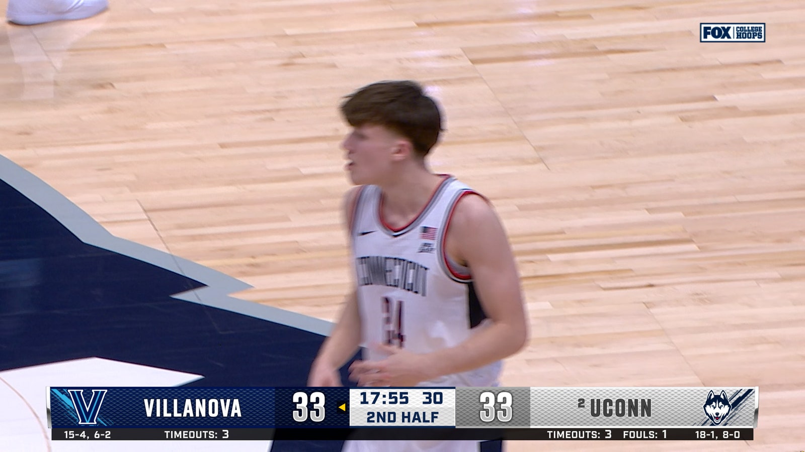 UConn's Braylon Mullins hits a 3 against Villanova