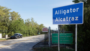 A sign outside Alligator Alcatraz (iStock image)