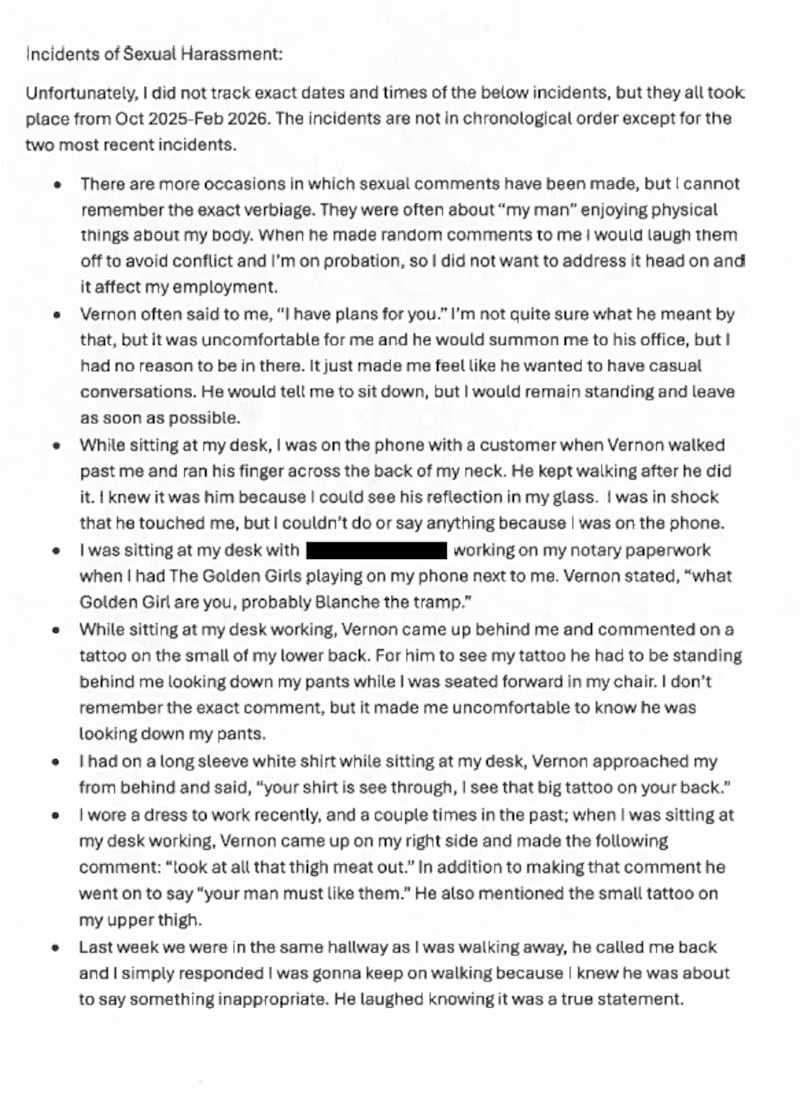 Sexual harassment allegations documented against Vernon Shelton