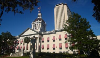 An American flag waves over the Florida Capitol in Tallahassee (AP Photo/Phil Sears, file)