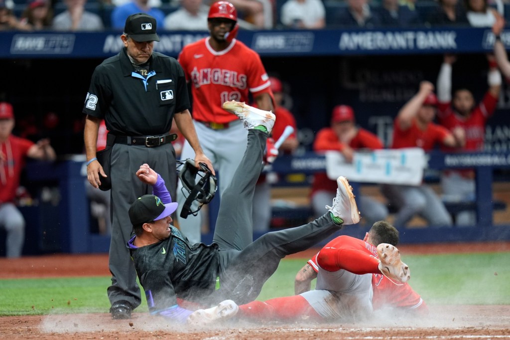 Zach Neto avoids serious injury in home plate collision as Angels blow out Rays – Orange County Register