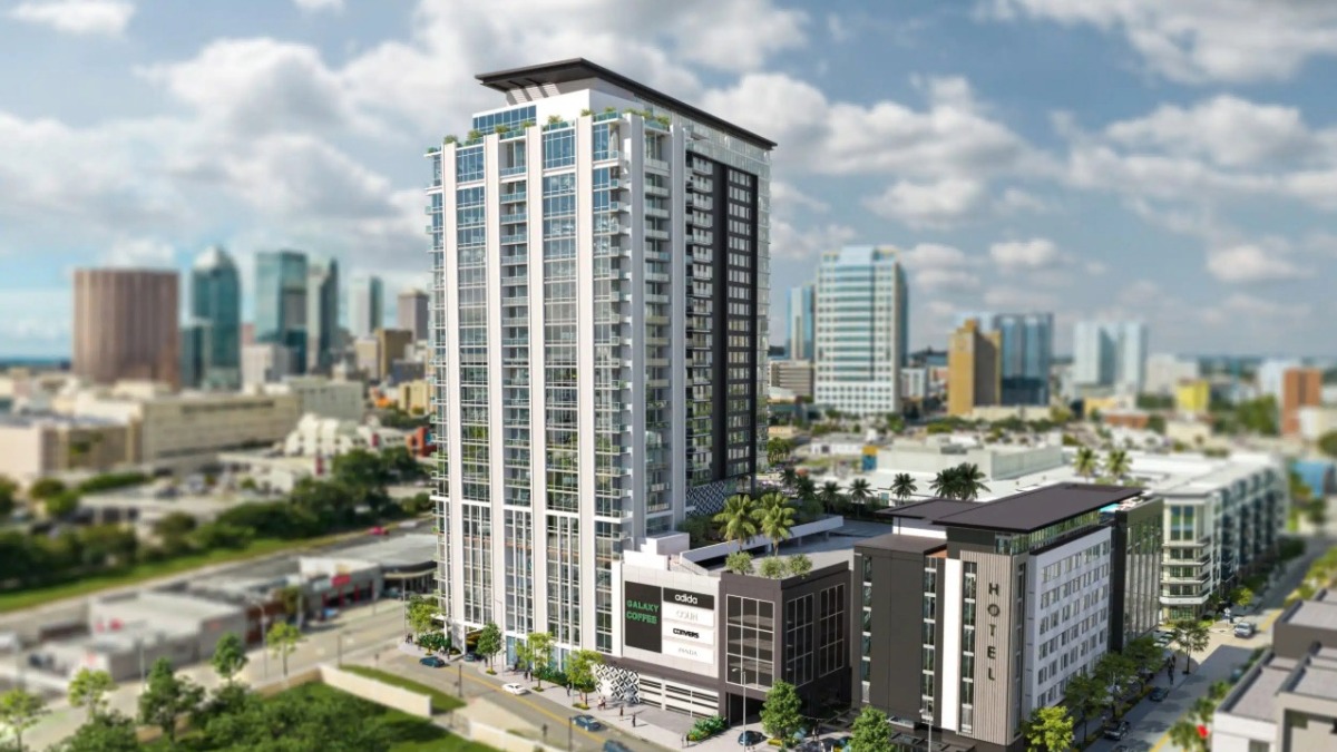 Rendering of LD&D’s DoMo at Cass Square apartment tower planned for downtown Tampa