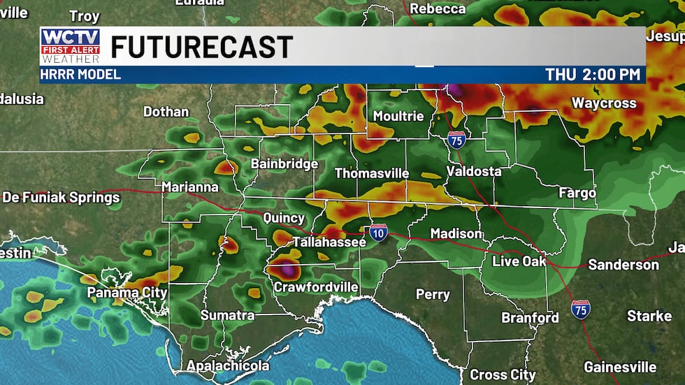 WCTV Futurecast (HRRR) at 2 pm