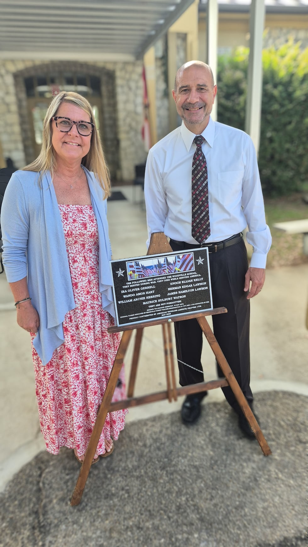 The new plaque was unveiled Tuesday at a ceremony to honor seven former students who served in...