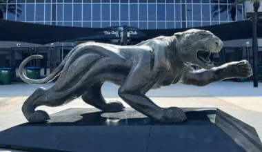 The Jaguars statue outside EverBank Stadium.