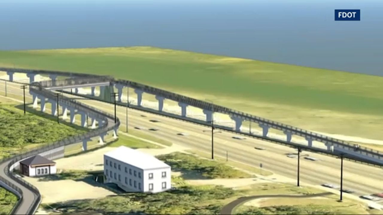 The temporary nighttime closure is necessary for crews to perform overhead bridge work as part of the Courtney Campbell Causeway pedestrian overpass project in Pinellas County. (FDOT)