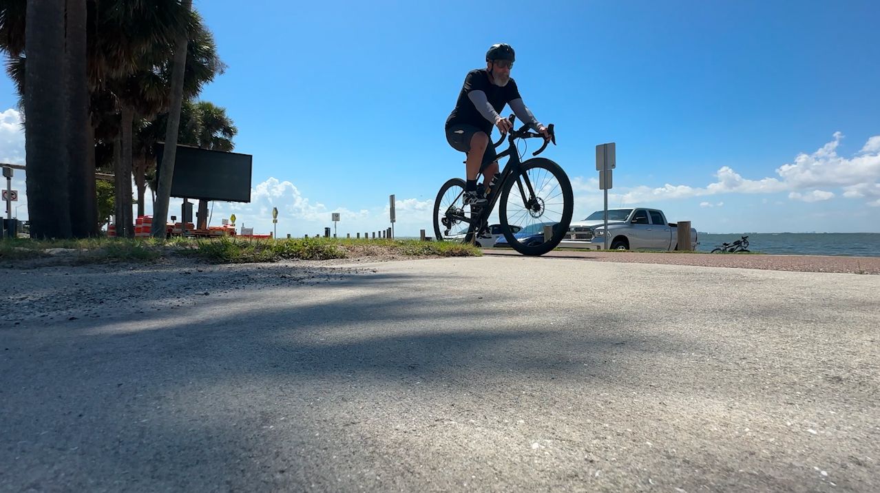 The project will see a pedestrian and bicycle overpass built crossing over Gulf to Bay Boulevard, connecting both the Bayshore Trail and Courtney Campbell Trail. Avid cyclist Chris Welch says he is looking forward to its completion. (Spectrum News/Calvin Lewis)