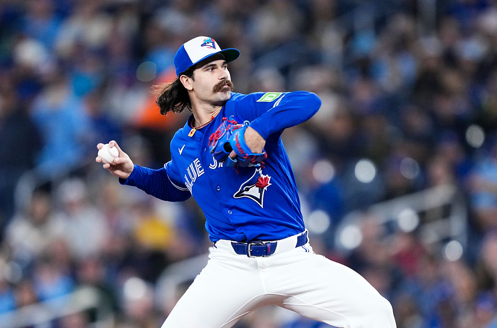 TORONTO, CANADA - APRIL 27: Dylan Cease #84 of the Toronto Blue Jays pitches against the Boston Red Sox during the first inning of their MLB game at Rogers Centre on April 27, 2026 in Toronto, Canada. (Photo by Mark Blinch/Getty Images)