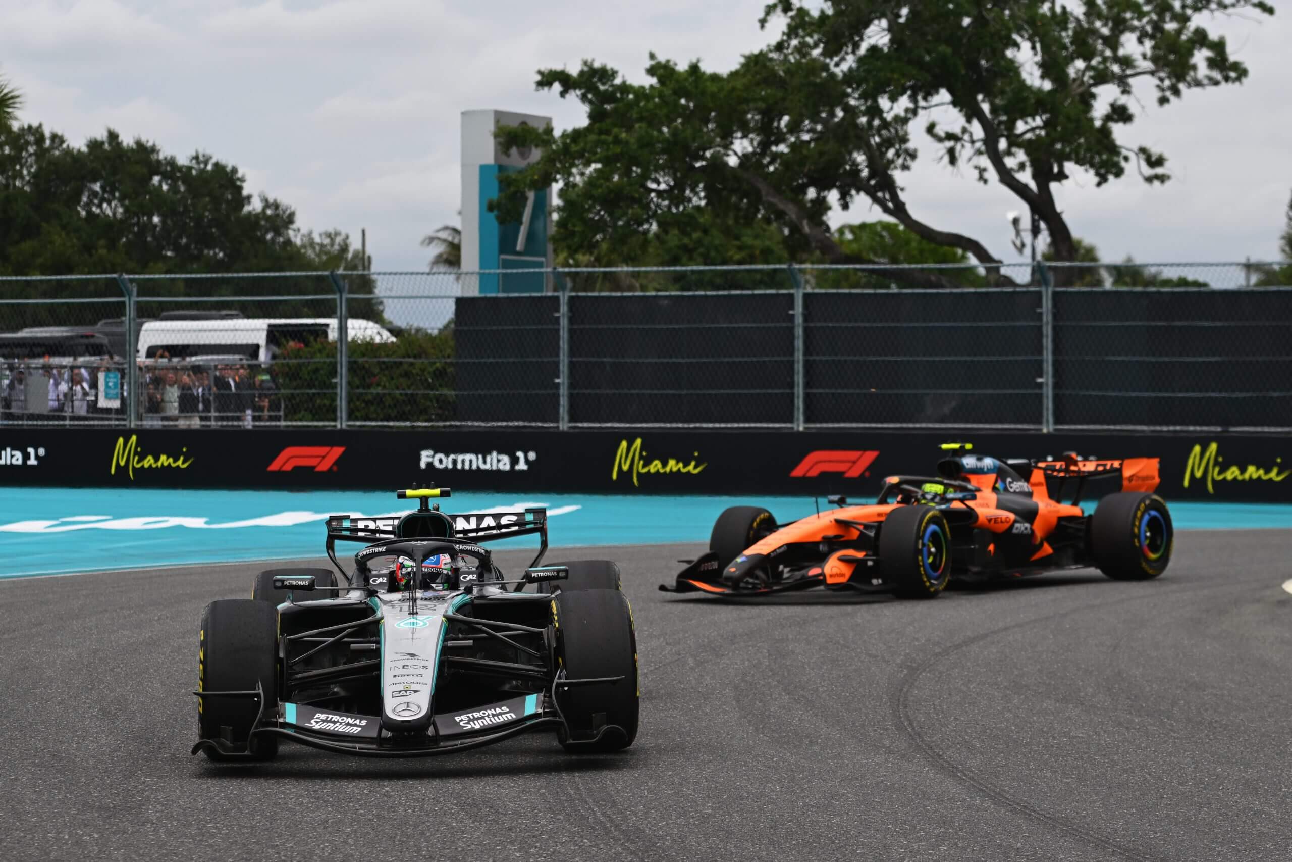 Kimi Antonelli had the reigning champion on his tail in the second half of the race.