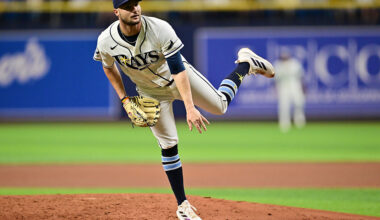 ST PETERSBURG, FLORIDA - MAY 18: Shane McClanahan #18 of the Tampa Bay Rays pitches against the Baltimore Orioles during a game at Tropicana Field on May 18, 2026 in St Petersburg, Florida. (Photo by Julio Aguilar/Getty Images)