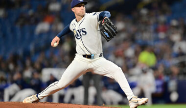 ST PETERSBURG, FLORIDA - MAY 19: Griffin Jax #22 of the Tampa Bay Rays pitches against the Baltimore Orioles during a game at Tropicana Field on May 19, 2026 in St Petersburg, Florida. (Photo by Julio Aguilar/Getty Images)