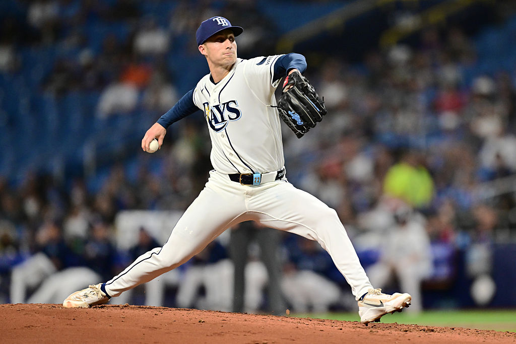 ST PETERSBURG, FLORIDA - MAY 19: Griffin Jax #22 of the Tampa Bay Rays pitches against the Baltimore Orioles during a game at Tropicana Field on May 19, 2026 in St Petersburg, Florida. (Photo by Julio Aguilar/Getty Images)