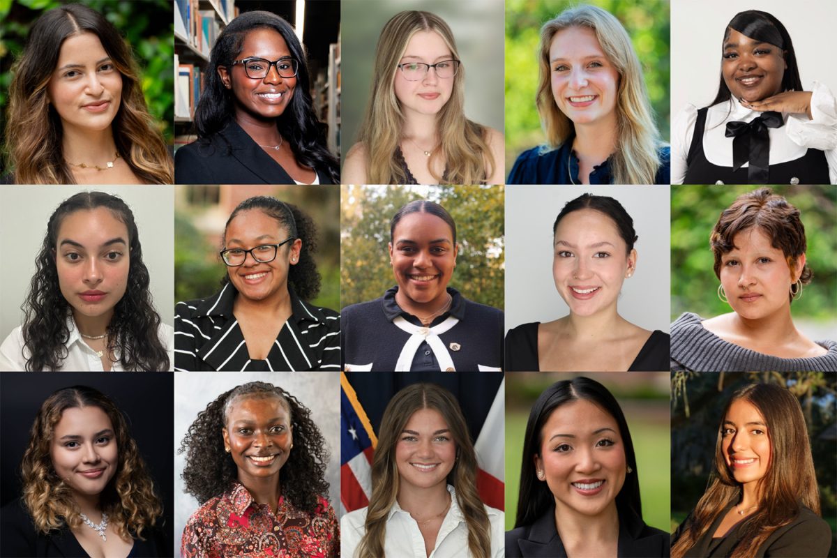 A graphic with 15 headshots of the 18 2026 Gilman scholarship recipients