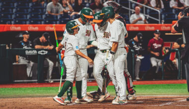Miami scores five in the eighth, beat Troy 10-5 to open Gainesville Regional