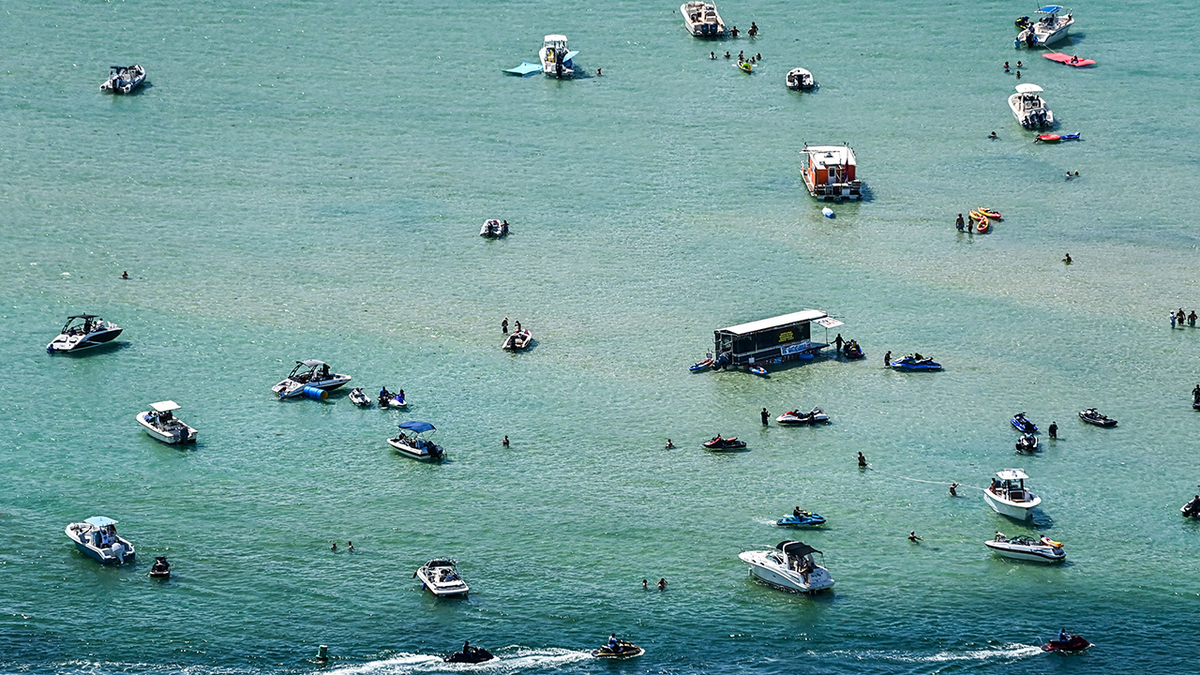 Boats at Haulover Sandbar at Bal Harbour Beach