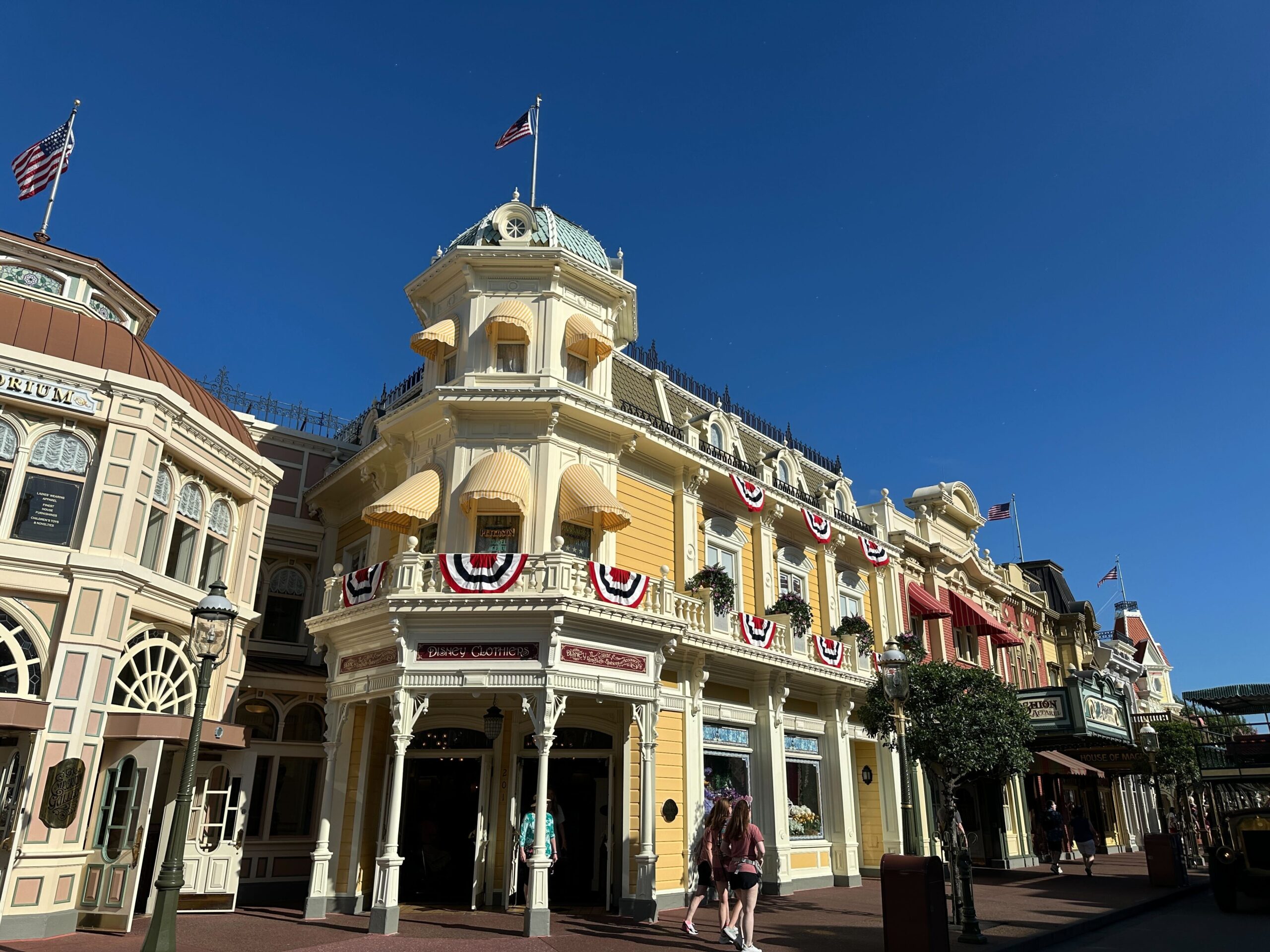 Disney has started decorating Magic Kingdom with patriotic bunting ahead of Memorial Day and Independence Day.