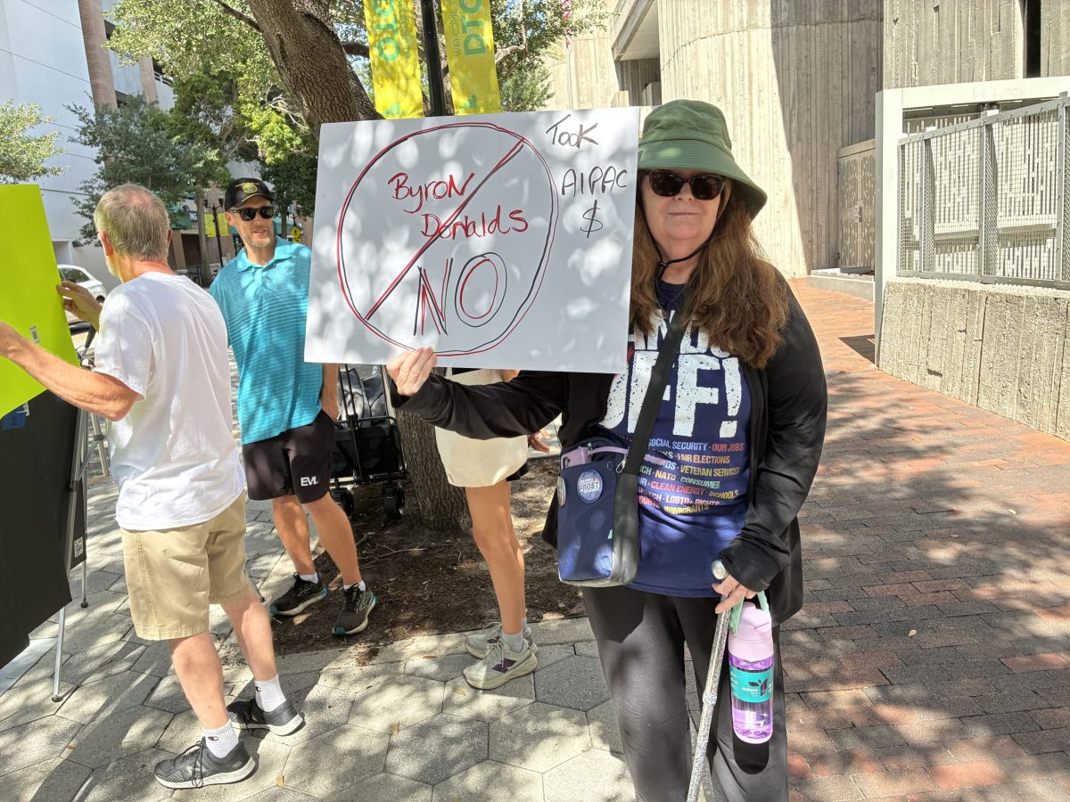 MAGA Republican Byron Donalds met by protesters at Orlando campaign stop