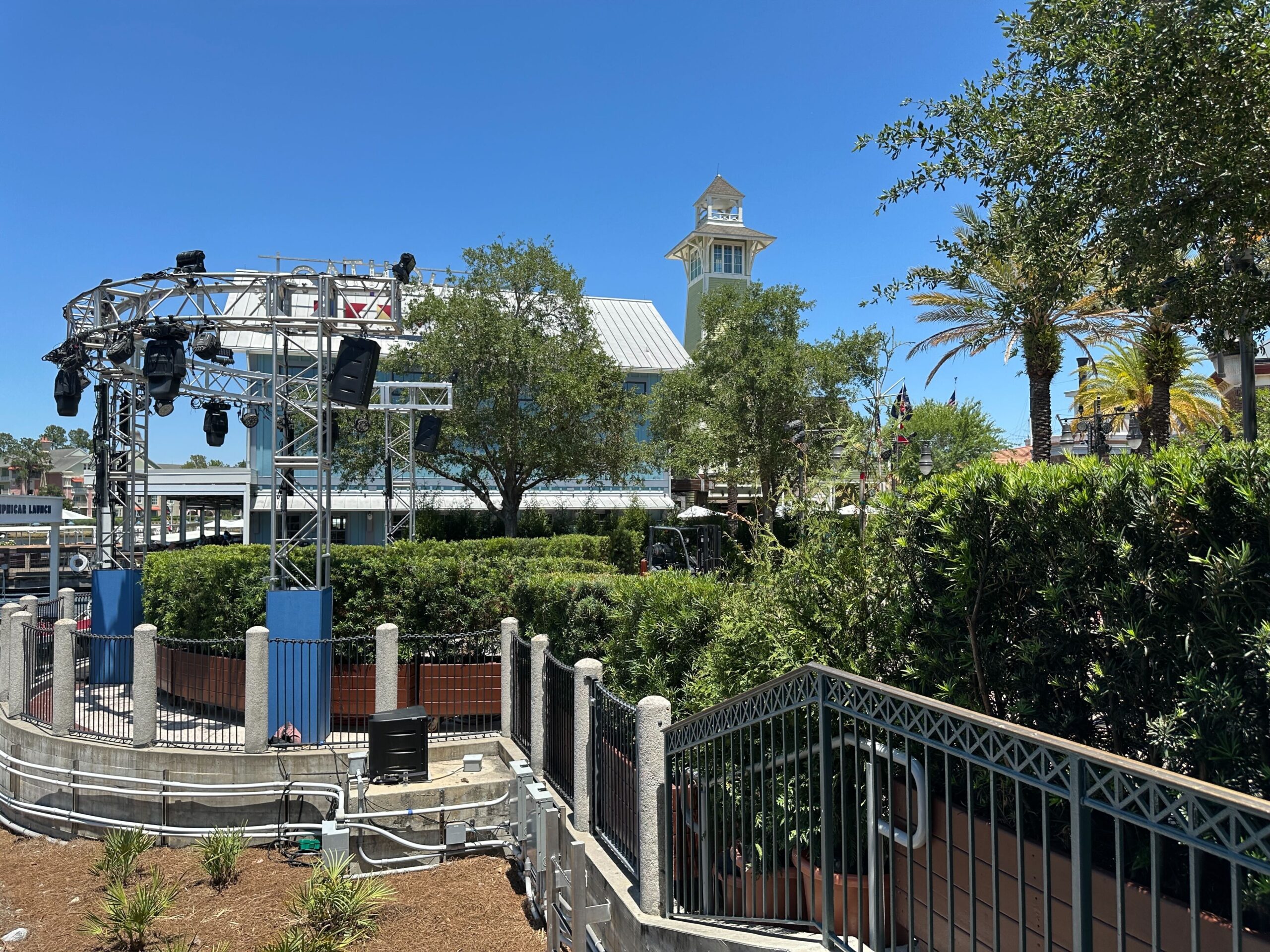 Waterview Park at Disney Springs Now Closed for Roof Installation Over Stage and Guest Seating