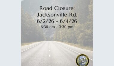 Jacksonville Road temporary closure—TCPW graphic