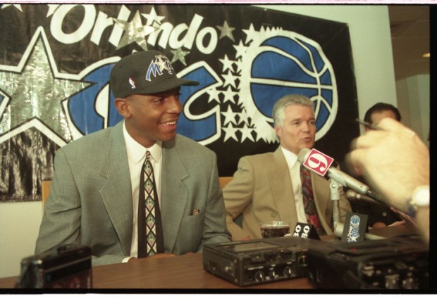 The Orlando Magic traded away No. 1 pick Chris Webber to Golden State for the rights to Penny Hardaway, left, on June 30, 1993. (Orlando Sentinel file)