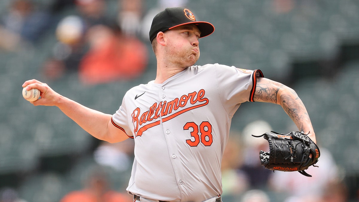 Kyle Bradish pitching for the Baltimore Orioles at Guaranteed Rate Field in Chicago