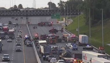 Overturned vehicle causes traffic backup on Florida’s Turnpike in Orange County