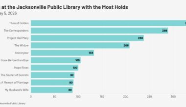 Chart showing which public library books have the most holds