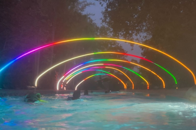 Lighted archways Roa's Rapids AMPED UP at AquaGlow