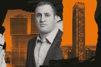 JDS Development's Michael Stern and a rendering of 888 Brickell Avenue and Mercedes-Benz tower