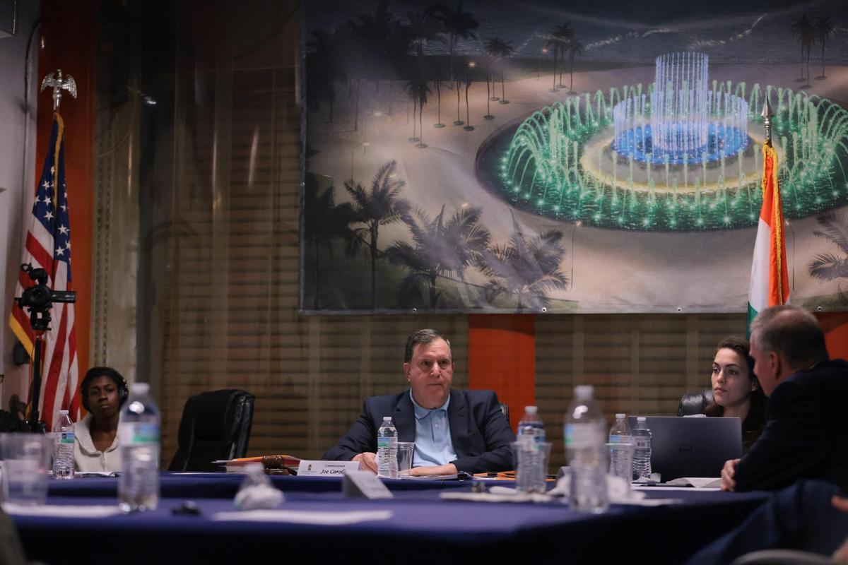 Former Miami Commissioner Joe Carollo, then the chairman of the Bayfront Park Management Trust, speaks to the agency’s board during a special meeting at the Bayfront Park Management Trust headquarters in downtown Miami on Friday, Dec. 20, 2024.