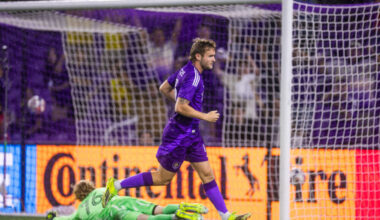 Image of Duncan McGuire celebrating his goal against the Philadelphia Union.