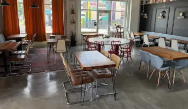 The inside of the Naked Kitchen restaurant.