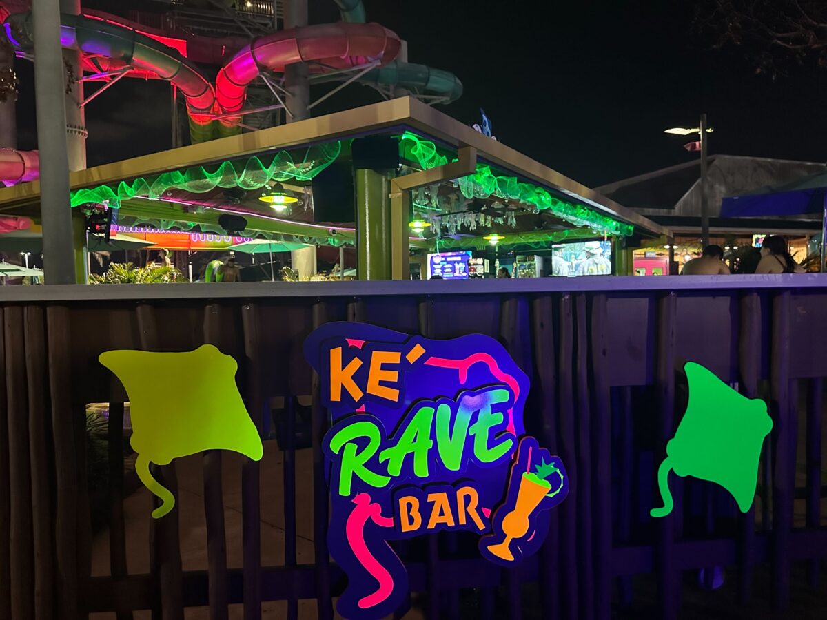 New Ke' RAVE bar and Riptide Ravers slides at AquaGlow Aquatica Orlando