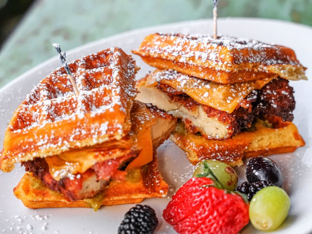 Chicken & Waffles Sliders, part of the brunch menu at Foxy Brown in downtown Fort Lauderdale.
