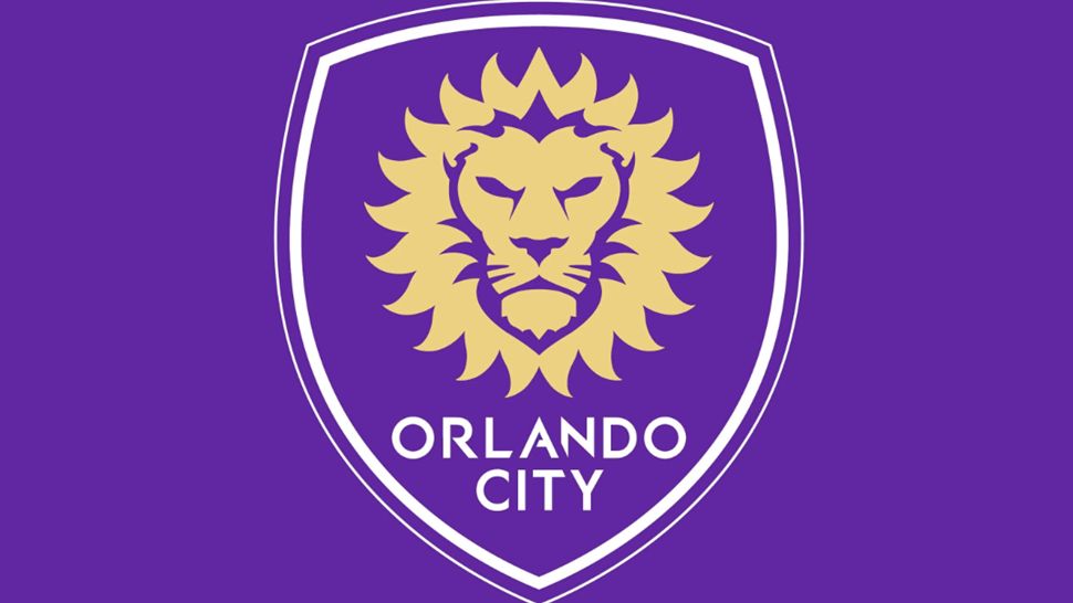 Orlando City SC logo superimposed on solid purple background.