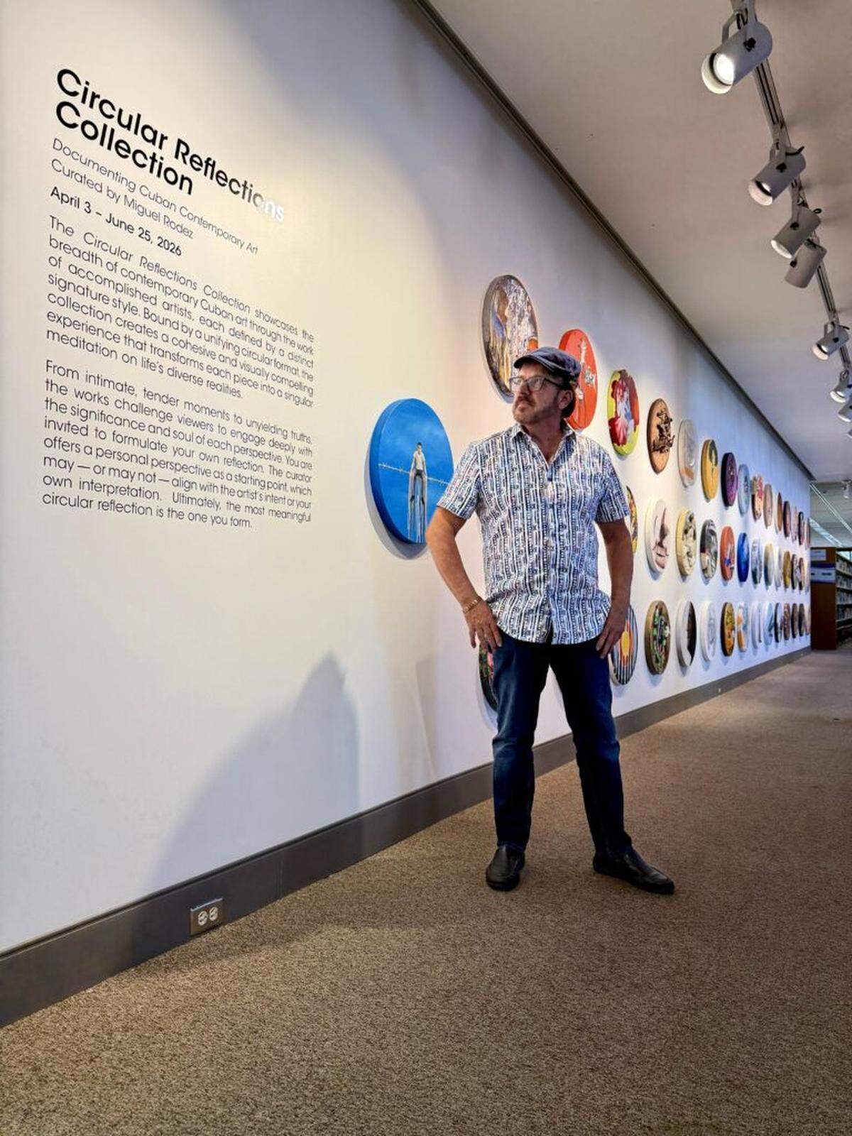 Curator Miguel Rodez with works from “Circular Reflections,” a project he developed over nearly a decade to document the breadth of contemporary Cuban art.