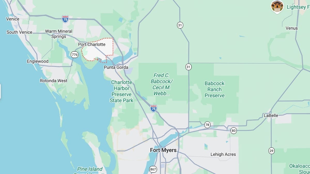 A Google Maps image of Port Charlotte, Florida.