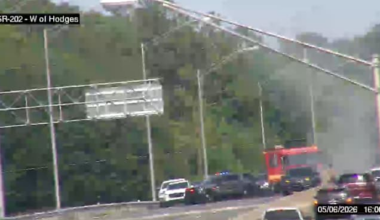 Car fire blocks 2 westbound lanes on Butler Blvd.; causes backups between Hodges, Kernan boulevards