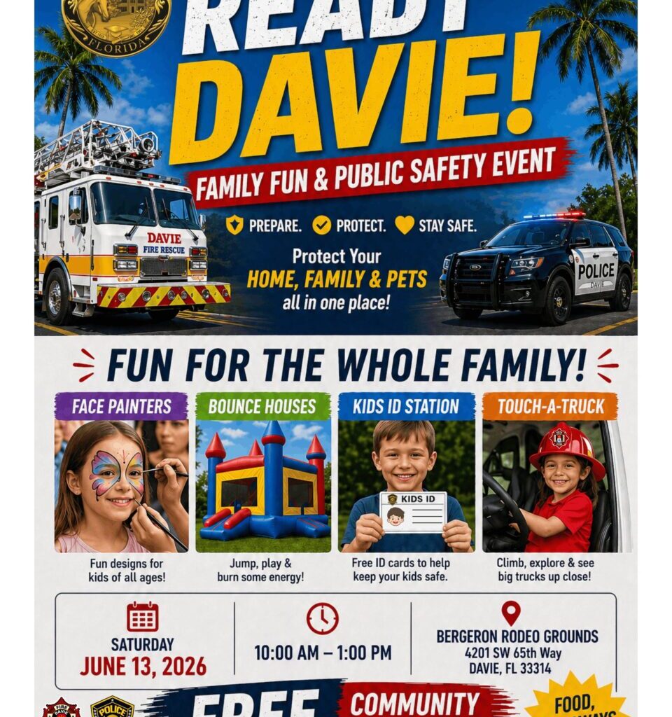 THE TOWN OF DAVIE HOSTS “READY DAVIE!” FAMILY FUN AND PUBLIC SAFETY EVENT ON JUNE 13, 2026