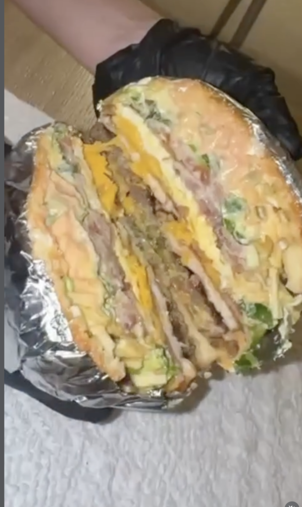 A cut open sandwich