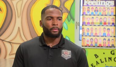 Former professional football player inspiring youth