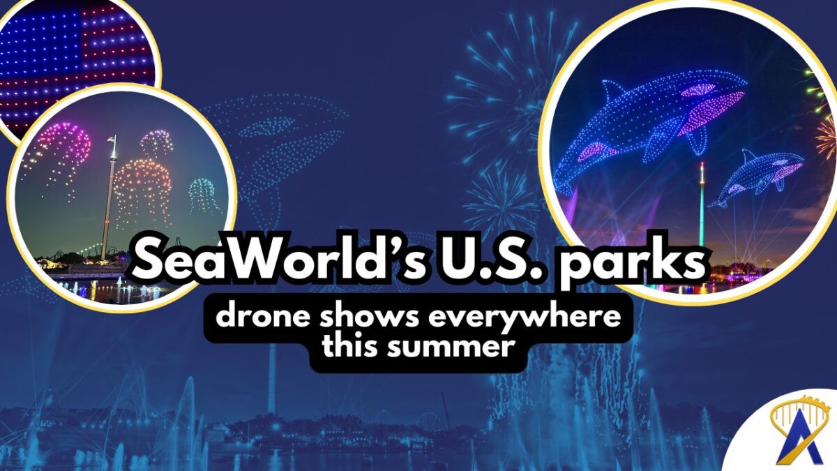 SeaWorld all U.S. parks drone shows this summer - photos by Dani Meyering and shamu drone from SeaWorld