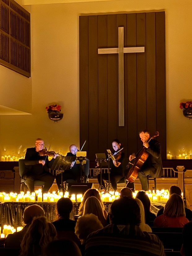 A string quartet played spooky classics during a Candlelight concert last October at the First Presbyterian Church of West Palm Beach. (Kari Barnett/South Florida Sun Sentinel)