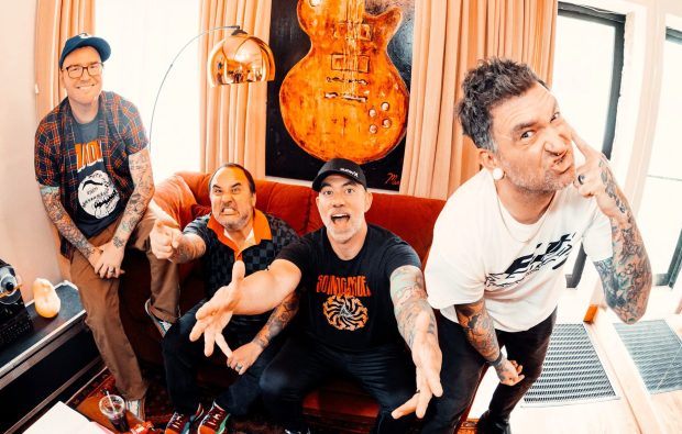 Punk-pop band New Found Glory, from Coral Springs, in a 2025 publicity image. From left: Chad Gilbert, Ian Grushka, Cyrus Bolooki and Jordan Pundik. (Elena De Soto/Courtesy)
