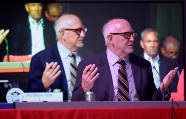 Dan Reynolds, president of the Federation of Public Employees, speaks to the Broward County School Board during a meeting at Plantation High School on Thursday, May 21, 2026, to discuss the pay and benefits of employees represented by his union. (Mike Stocker/South Florida Sun Sentinel)