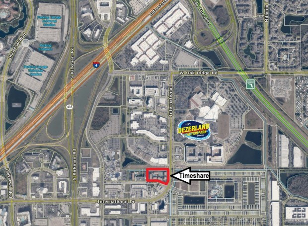 The former Club Wyndham Orlando International timeshare resort has been closed since July 2025. It's across I-Drive from Dezerland Action Park. (Orange County Property Appraiser)