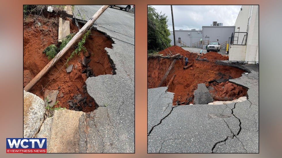 Photos taken by a WCTV viewer on Sunday show damage near the Aldi shopping center.